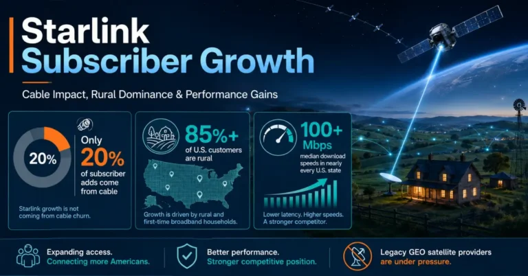 Starlink Subscriber Growth: Cable Impact, Rural Dominance & Performance Gains