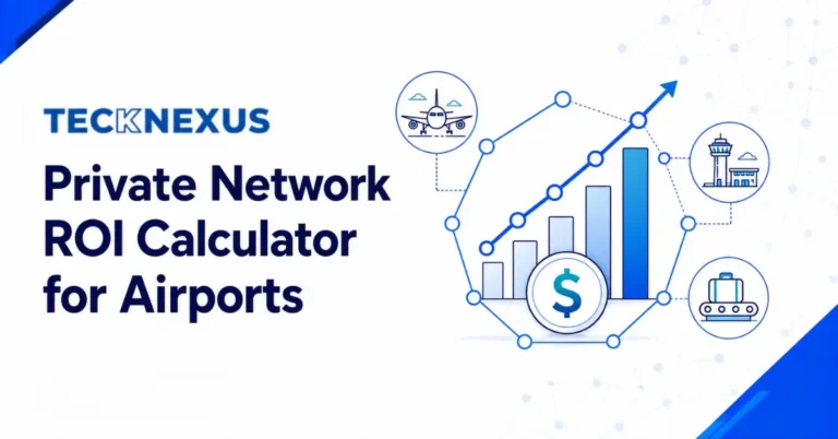 Model your airport's 5-year private network ROI — AI surveillance, autonomous GSE, passenger biometrics - — grounded in 100+ deployments