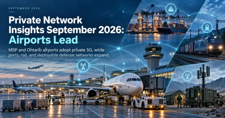 Private Network Insights September 2026: MSP and Ontario airports adopt private 5G, ports and rail extend networks, and defence buys deployable 5G.